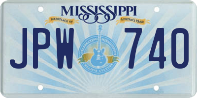 MS license plate JPW740