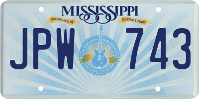 MS license plate JPW743