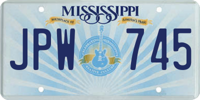MS license plate JPW745