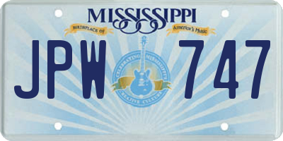 MS license plate JPW747