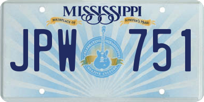 MS license plate JPW751
