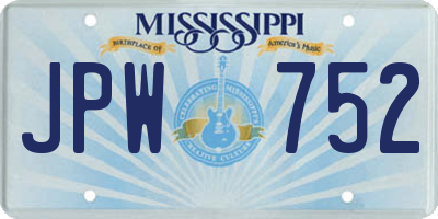 MS license plate JPW752