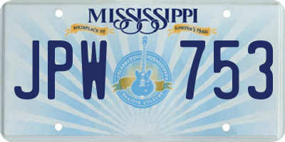 MS license plate JPW753