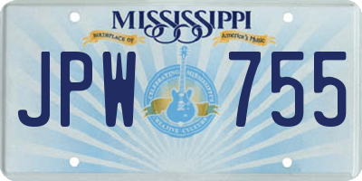 MS license plate JPW755