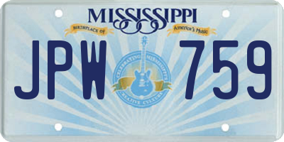 MS license plate JPW759