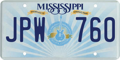 MS license plate JPW760