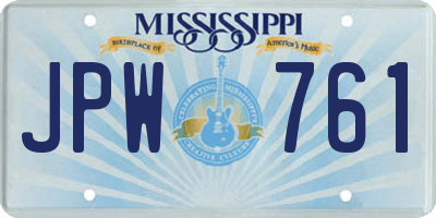 MS license plate JPW761