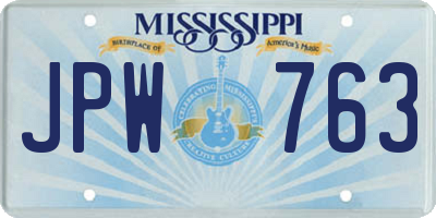 MS license plate JPW763