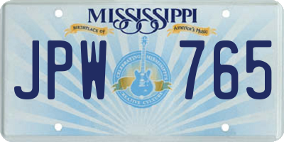 MS license plate JPW765