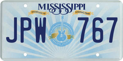 MS license plate JPW767