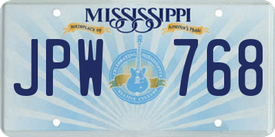 MS license plate JPW768