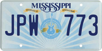 MS license plate JPW773