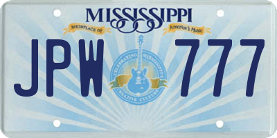MS license plate JPW777
