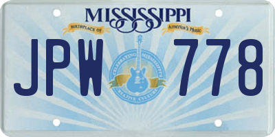 MS license plate JPW778