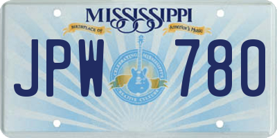 MS license plate JPW780