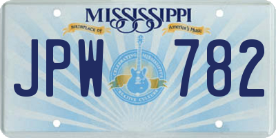 MS license plate JPW782