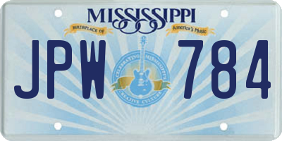 MS license plate JPW784