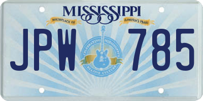 MS license plate JPW785