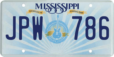 MS license plate JPW786