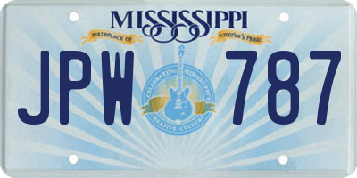 MS license plate JPW787