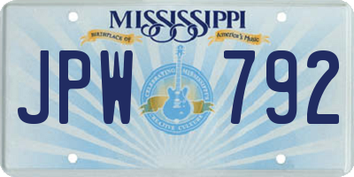 MS license plate JPW792