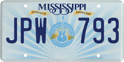 MS license plate JPW793
