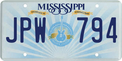 MS license plate JPW794