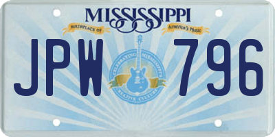 MS license plate JPW796