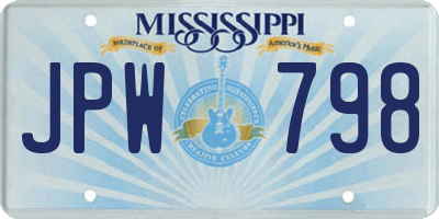 MS license plate JPW798