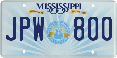 MS license plate JPW800