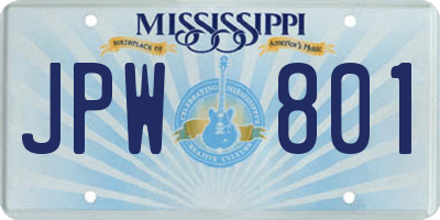 MS license plate JPW801