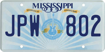 MS license plate JPW802