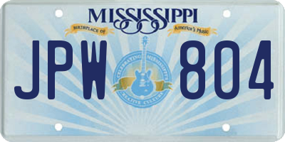 MS license plate JPW804