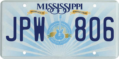 MS license plate JPW806