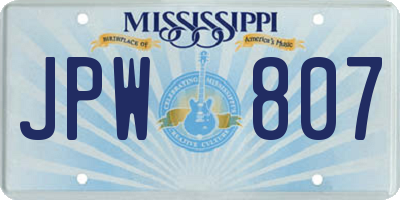 MS license plate JPW807