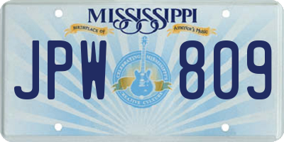 MS license plate JPW809