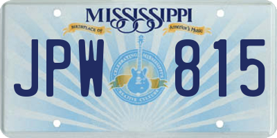 MS license plate JPW815