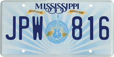 MS license plate JPW816