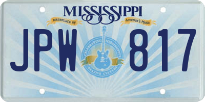 MS license plate JPW817