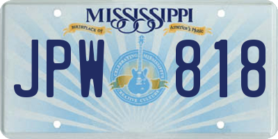 MS license plate JPW818