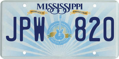 MS license plate JPW820