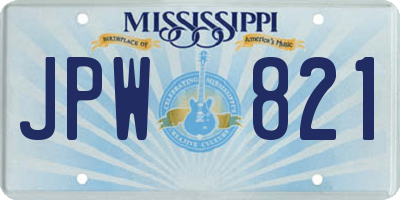 MS license plate JPW821