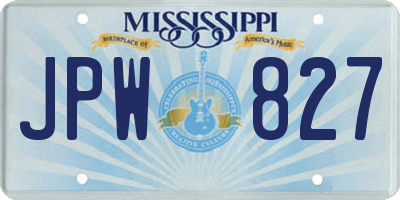 MS license plate JPW827