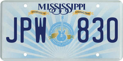 MS license plate JPW830