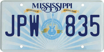 MS license plate JPW835