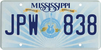 MS license plate JPW838