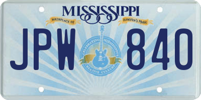 MS license plate JPW840