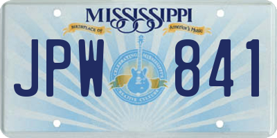 MS license plate JPW841