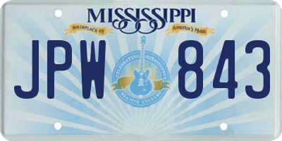 MS license plate JPW843