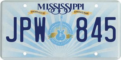 MS license plate JPW845